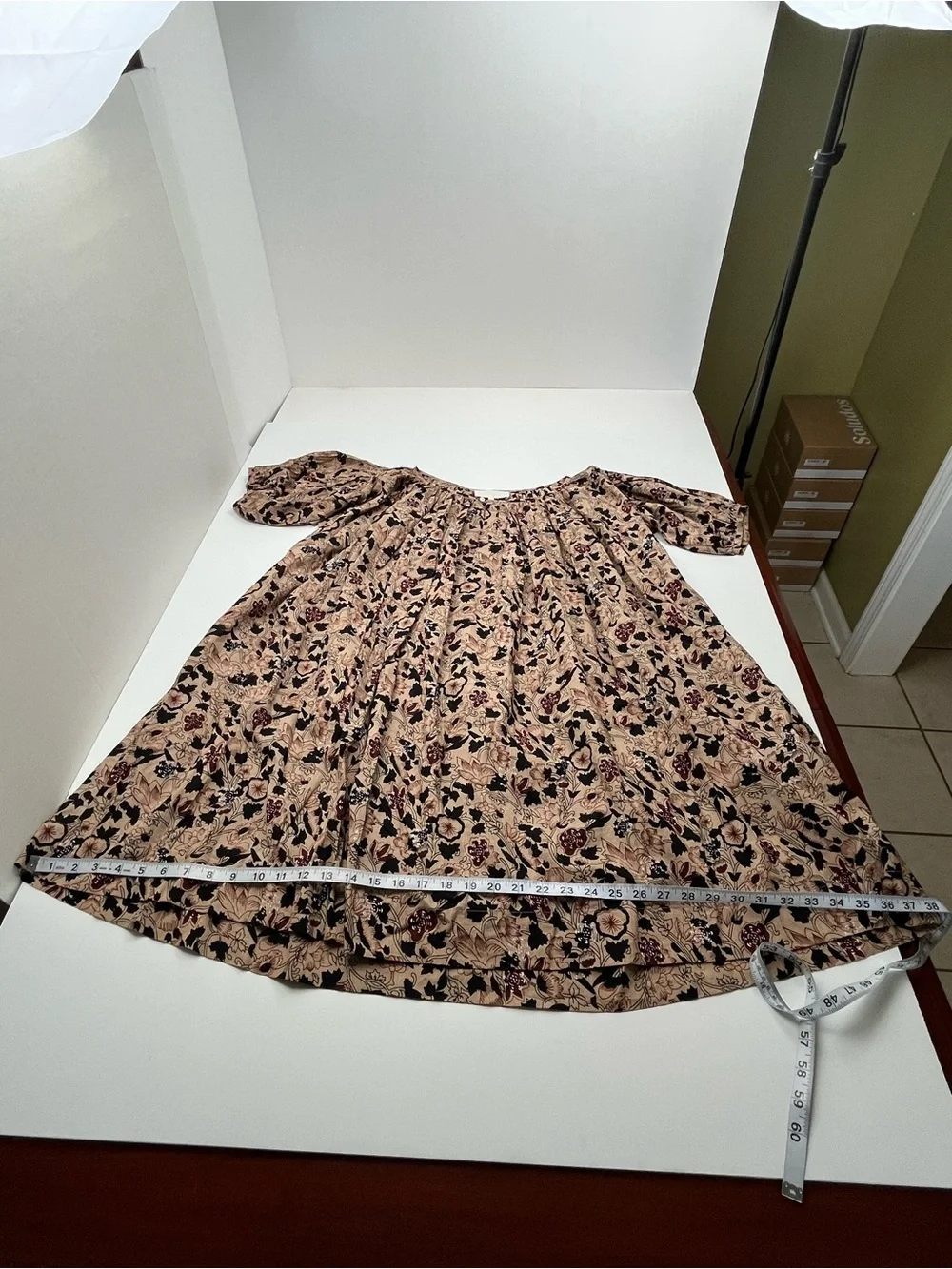 The Great. Sleep Dress 100% Cotton Size 0 Beige Black Timber Floral‎ Loose